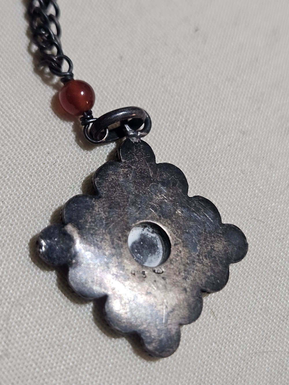 Sterling Silver Turquoise And Garnet Southwestern Style Necklace By Boma